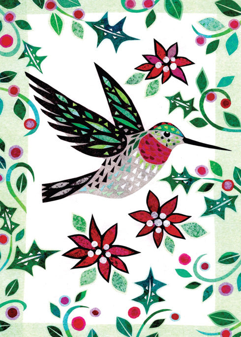 Holly Hummingbird Boxed Christmas Cards