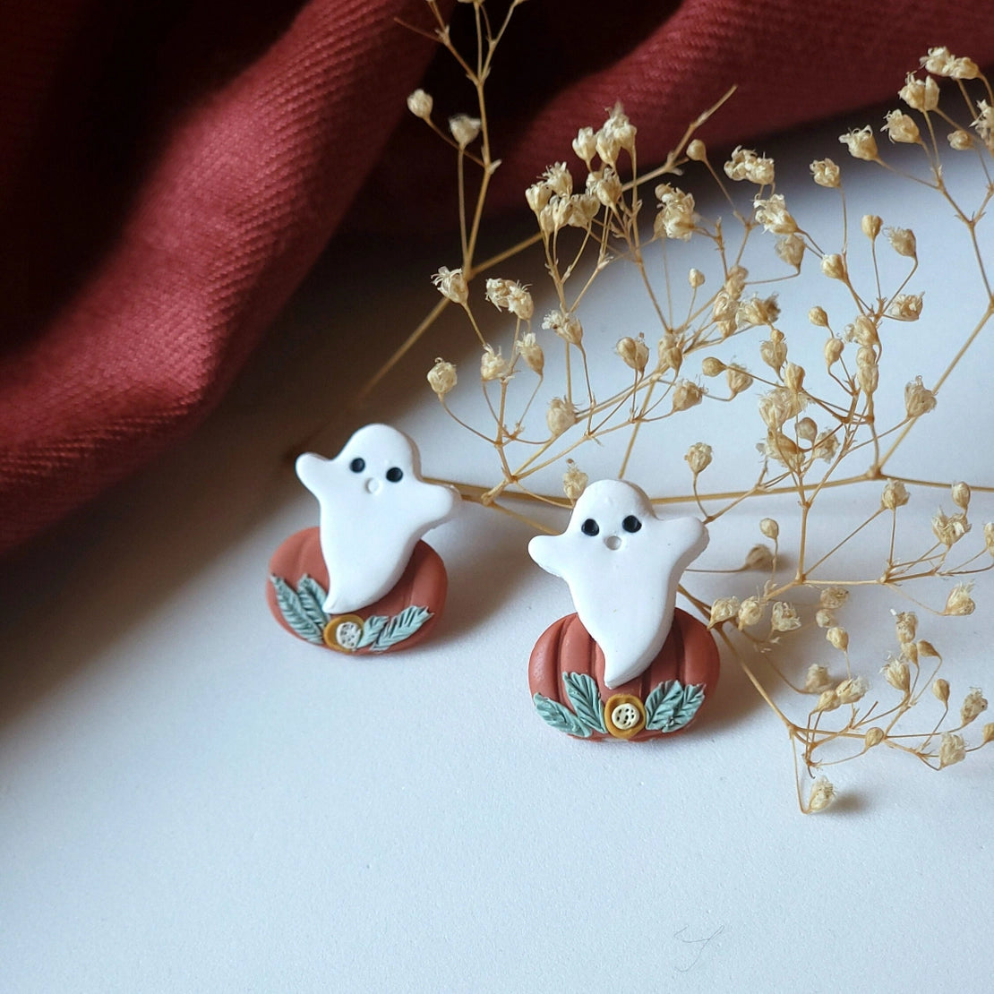 Mini Ghost + Pumpkin Stud Earrings