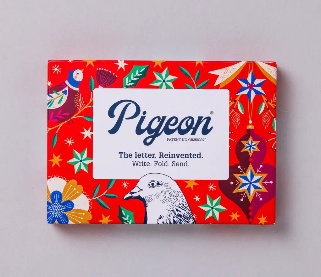 Festive Pigeon Folding Letter Holiday Stationery :: Pack of 6