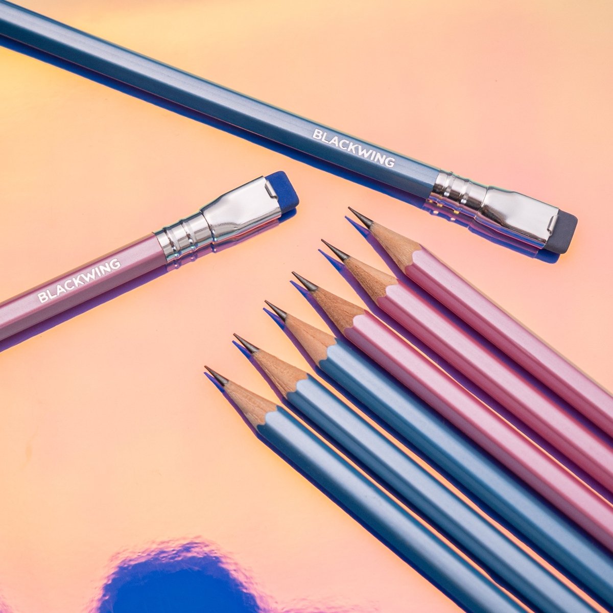 Blackwing pencils on a colorful background