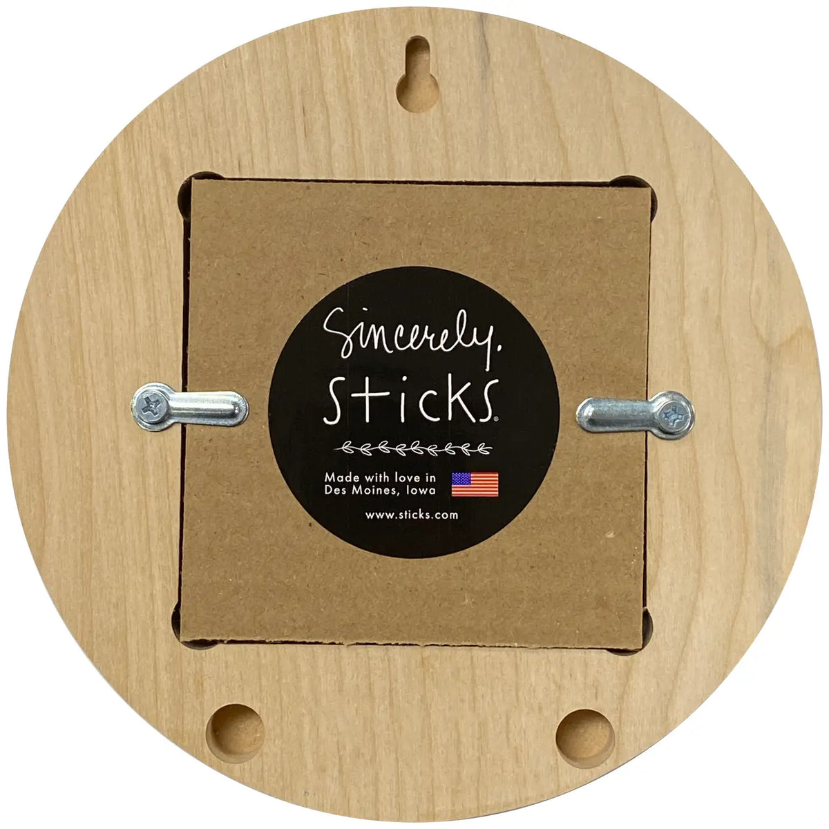 Wooden frame reverse side  with 'Sincerely Sticks' label on a white background