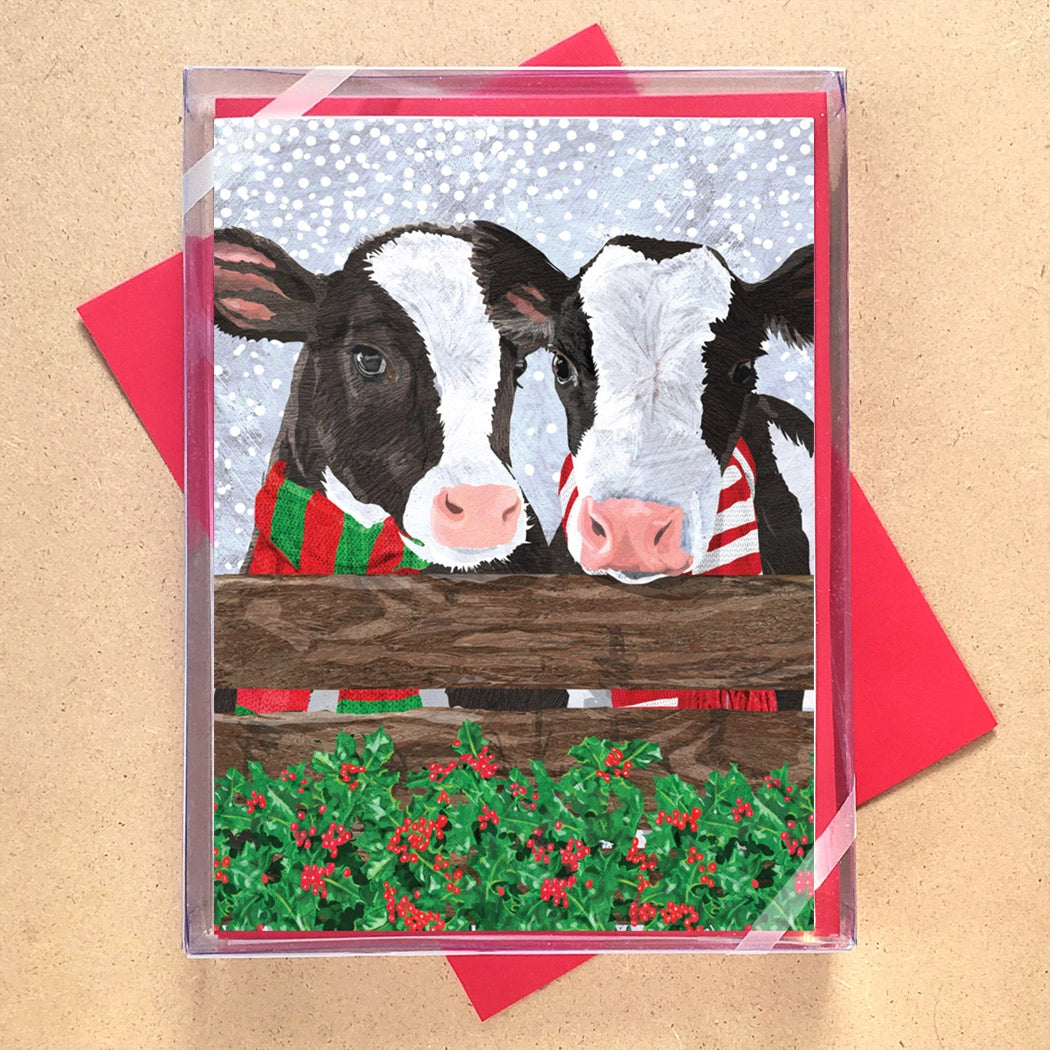 Two Snow Cows Boxed Christmas Cards