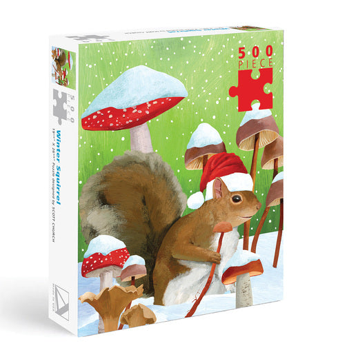Winter Mushroom and Squirrel 500-Piece Puzzle