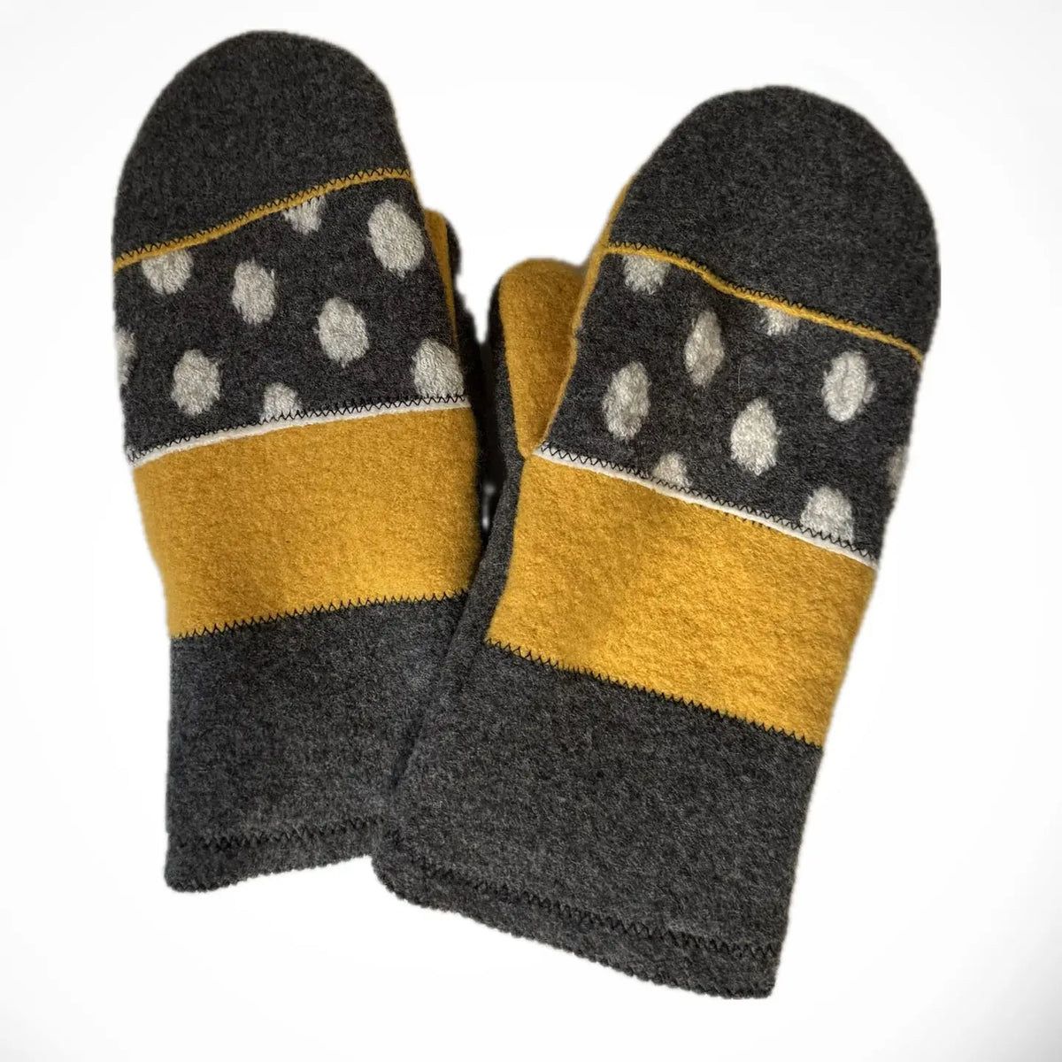 Yellow Dot Wool Mittens