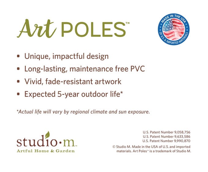 Advertisement for Art POLES with features listed and Studio M branding.
