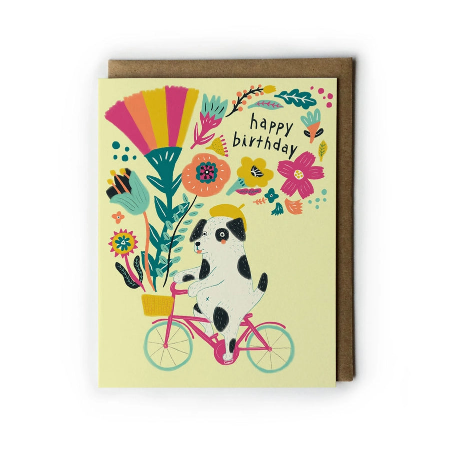 Dog on Bicycle Birthday Card