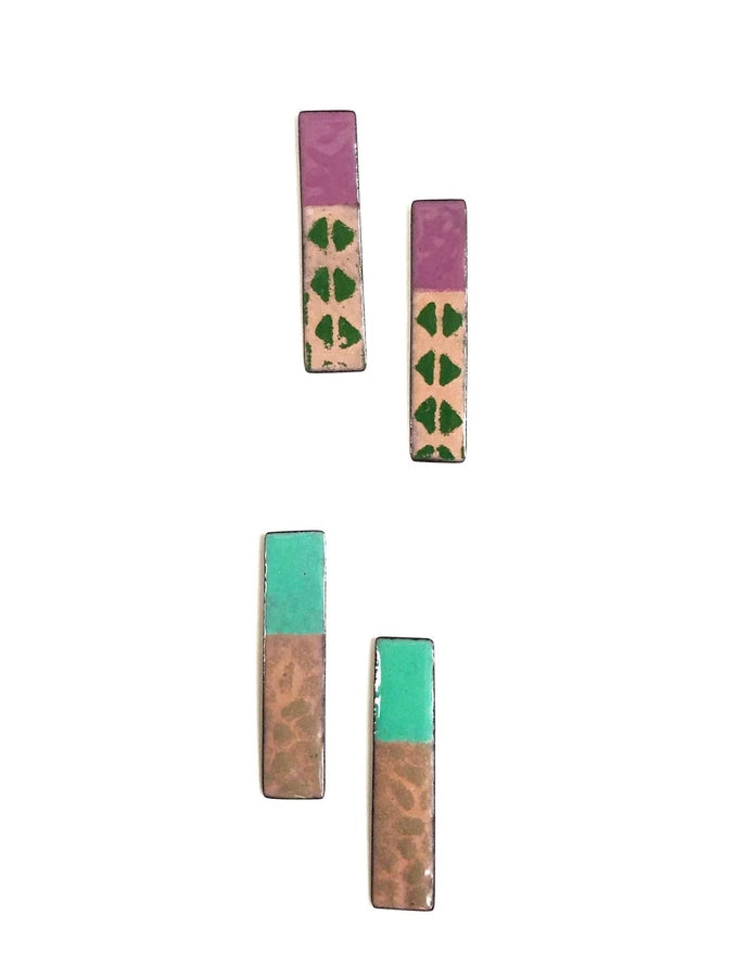 Rectangle Enamel Stud Earrings