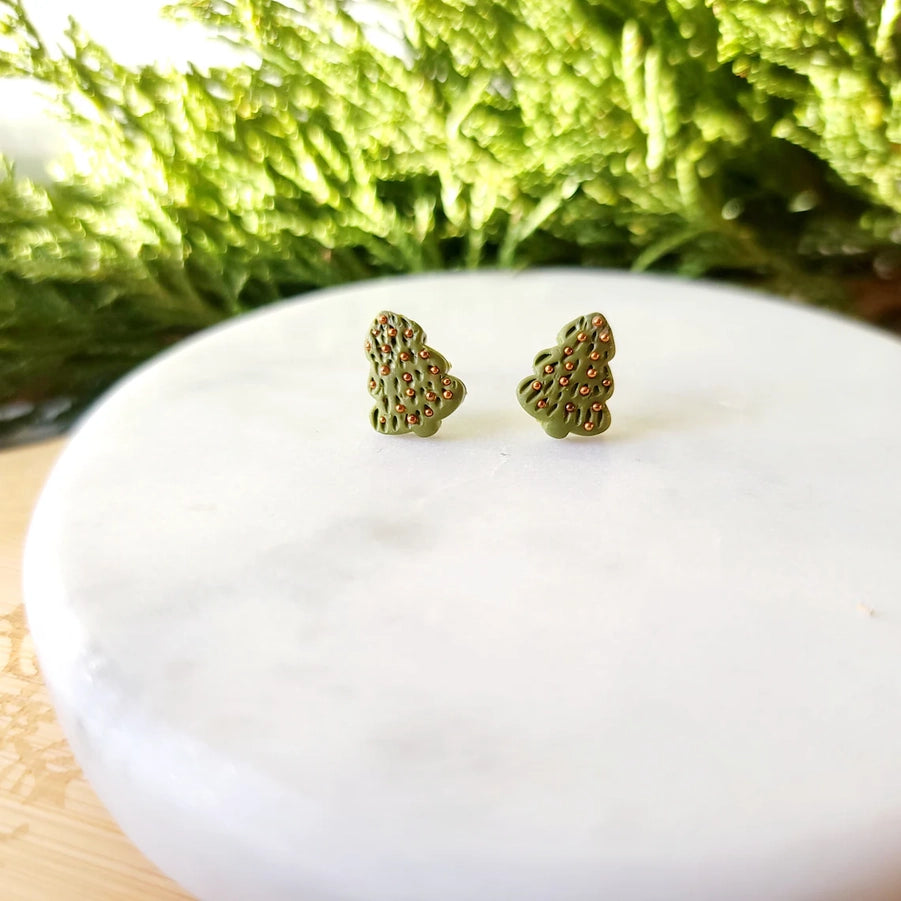 Christmas Tree Clay Stud Earrings