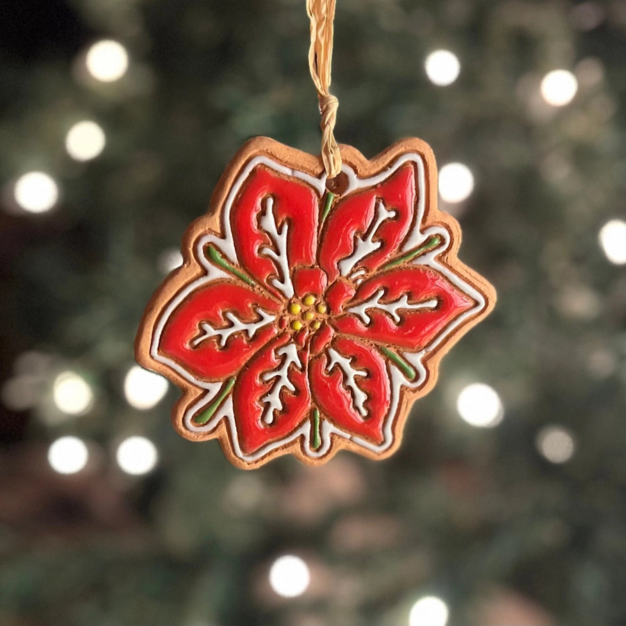 Poinsettia Artisan Clay Ornament