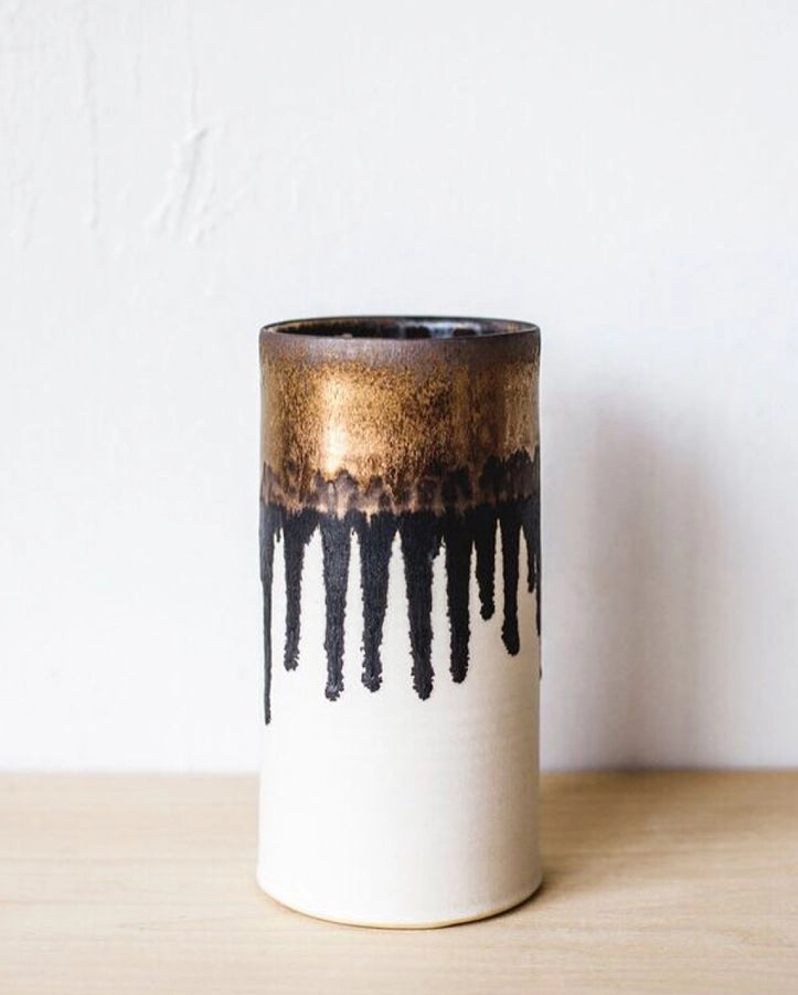 Gold + White Tall Vase