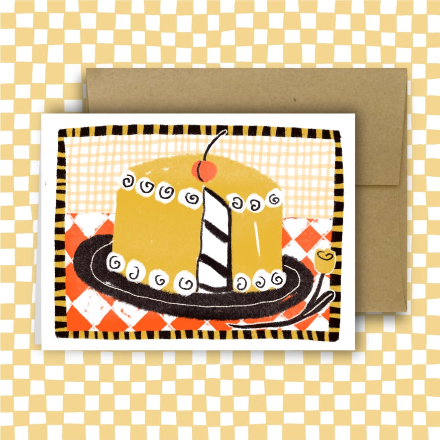 Cake with Cherry Birthday Card