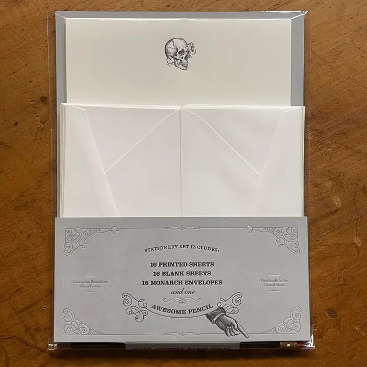 Skull Monarch Letterpress Stationery Set