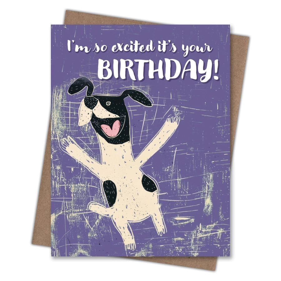 Excited Dog Birthday Cad