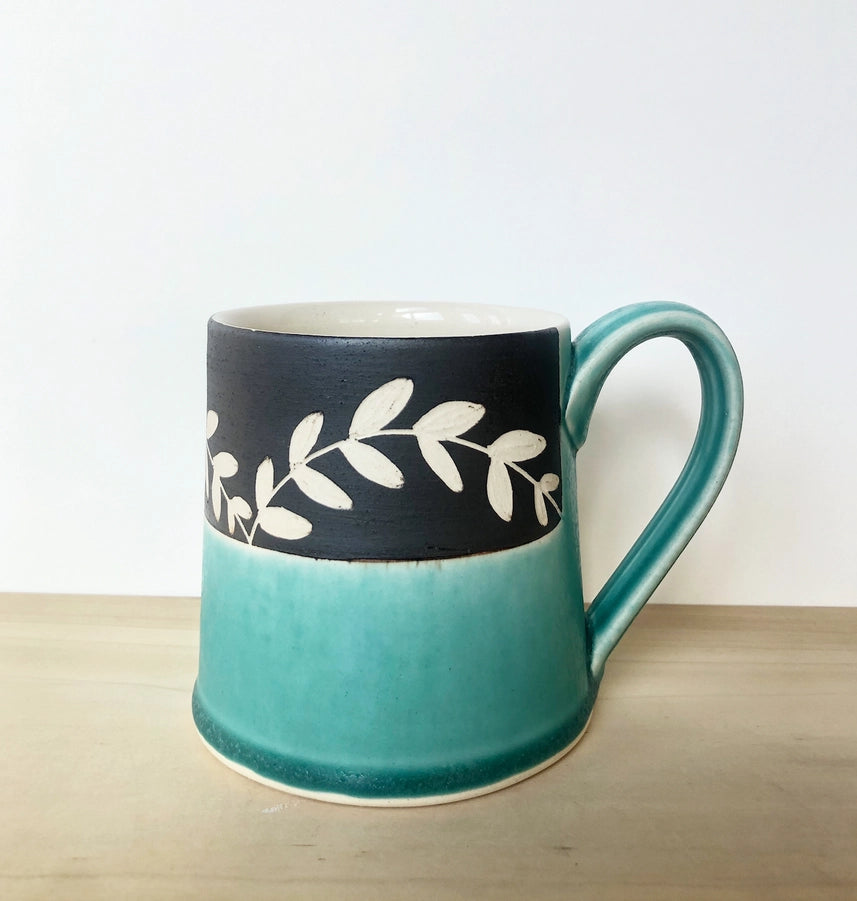 Turquoise Floral Vine Mug