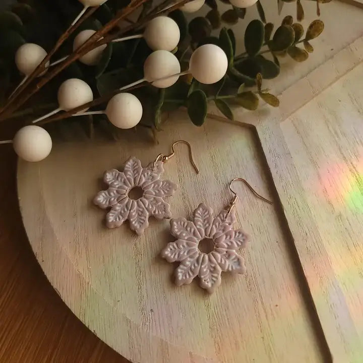 Nordic Winter Snowflake Clay Dangle Earrings