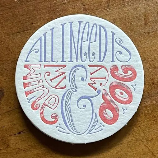 Wine & Dog Letterpress Coasters