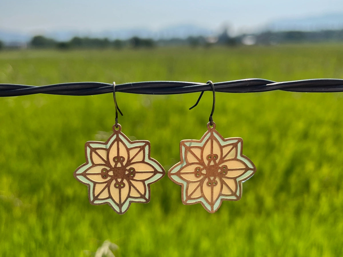 Quilted Star :: Stained Glass Resin Earrings