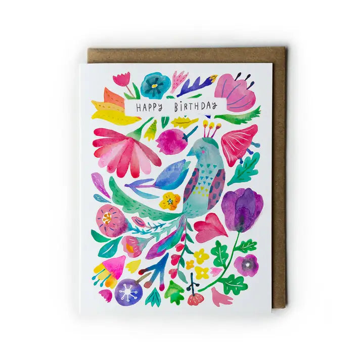 Peacock Flower Birthday Card