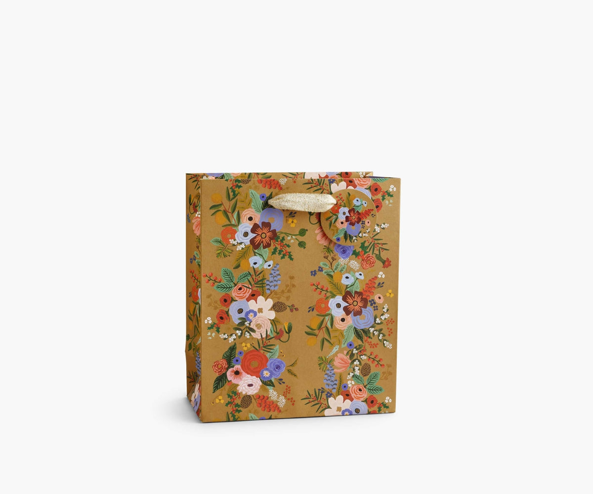 Rifle Paper Medium Gift Bag in Holiday Garden Party Pattern