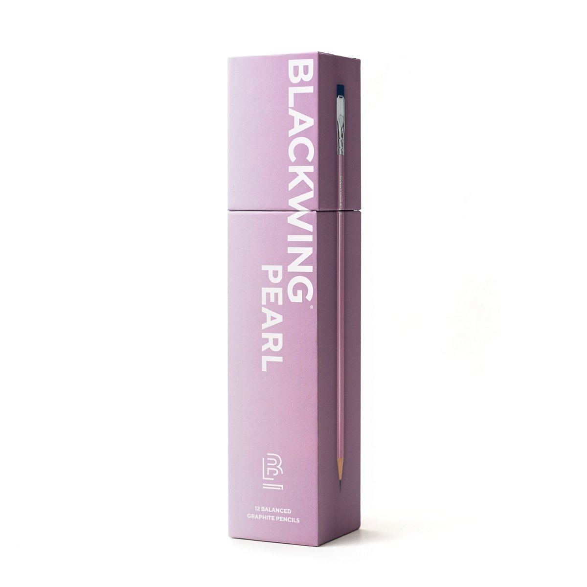 Pink box of  pencils with 'Blackwing Pearl' branding on a white background