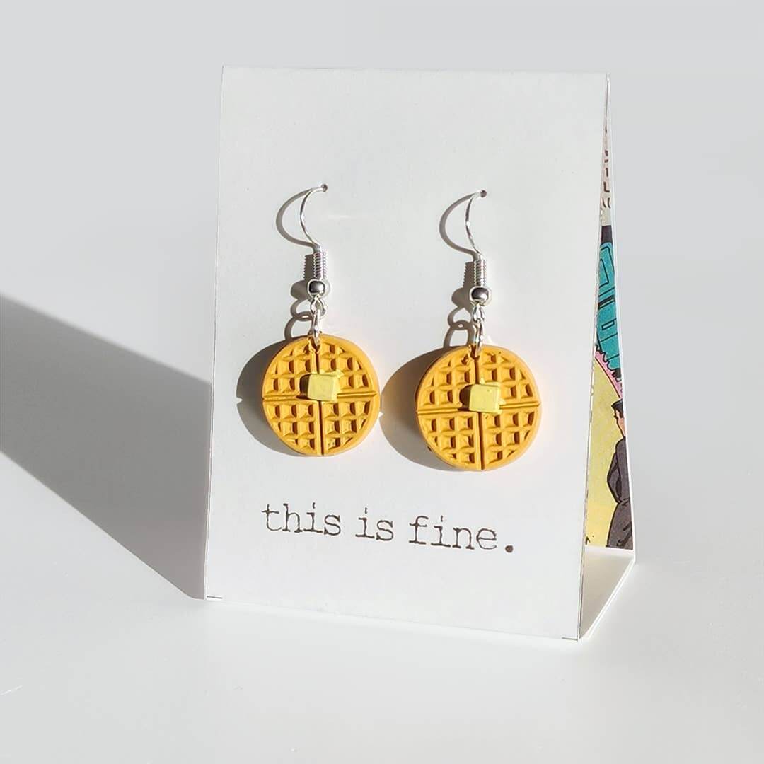Waffly Broke :: 3D-Printed Dangle Earrings