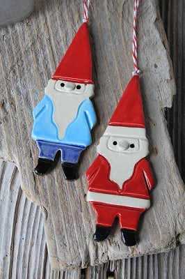 Santa and Gnome Ceramic Oranments