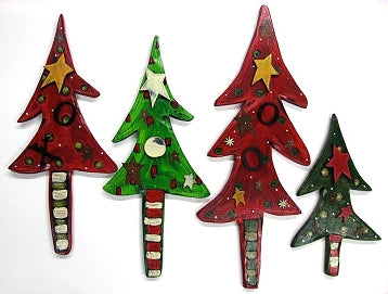 Hand painted wall hanging christmas trees