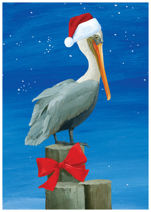 Pelican in a Santa Hat Card