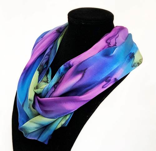 Hand-Painted Silk Infinity Scarf