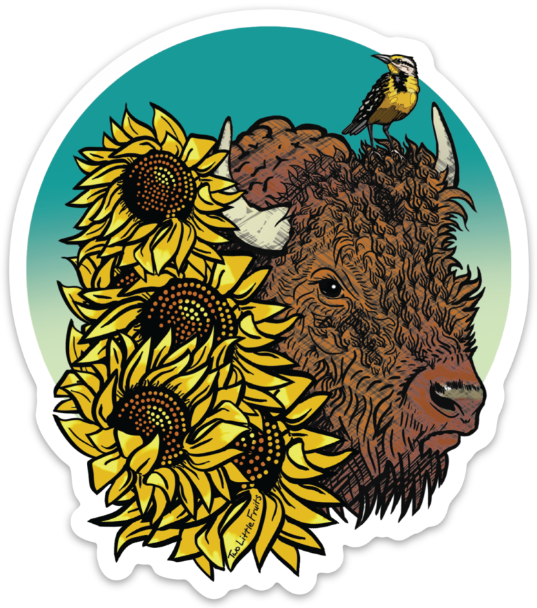 Bison Meadowlark Sunflower Vinyl Sticker