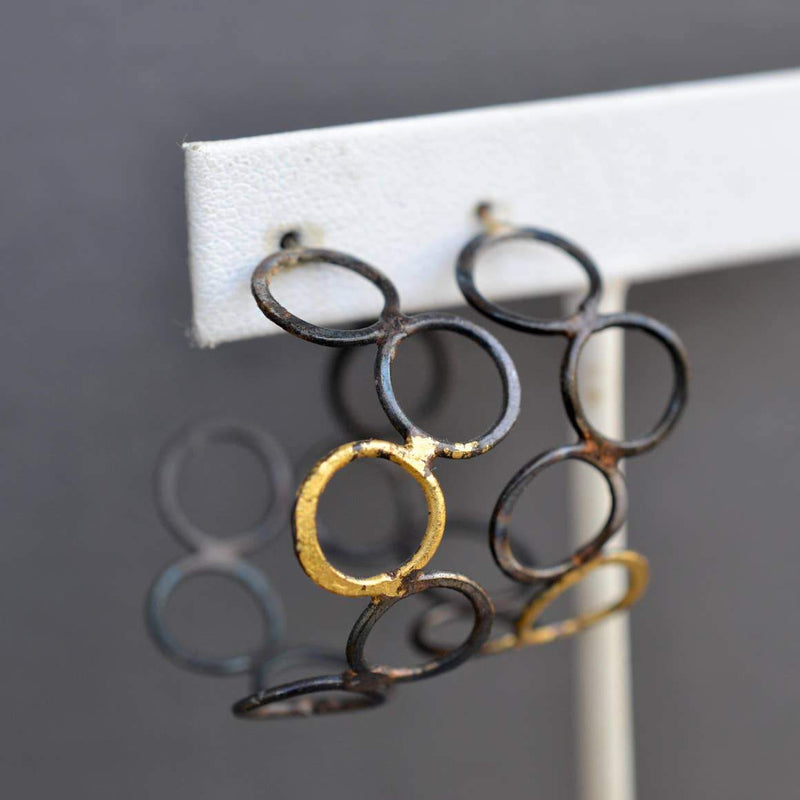 Small Steel and Gold Bubble Hoops
