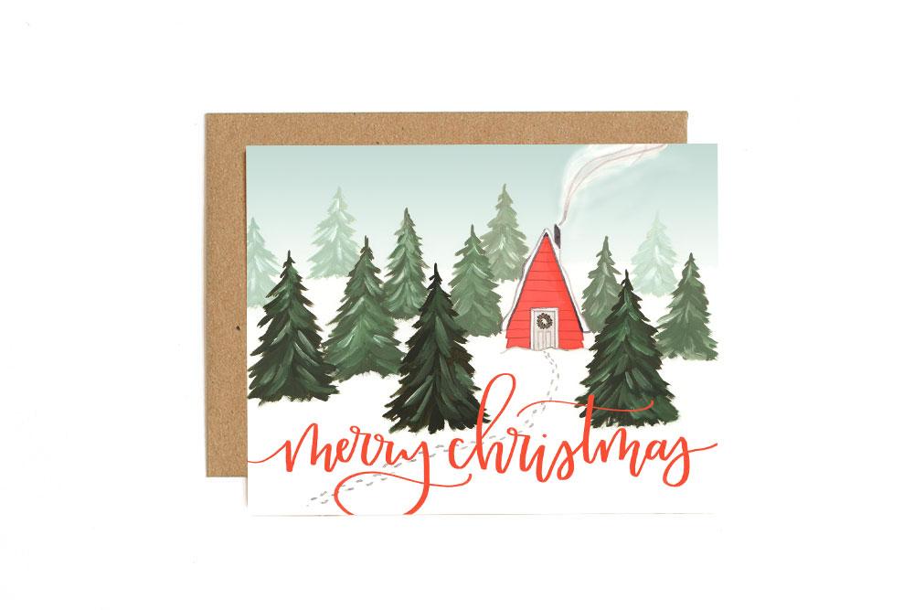 Box of Christmas Cabin Greeting Cards