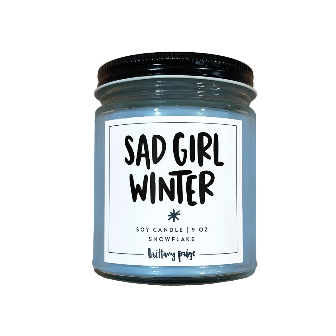 Sad Girl Winter Holiday Candle