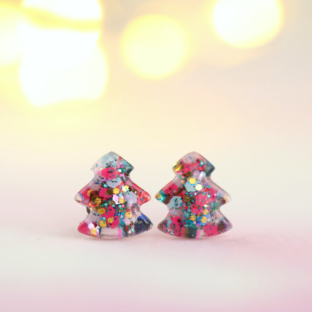 Tiny Tree Glitter Earrings