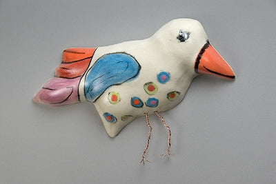 Whimsical Ceramic Wall HAnging Bird