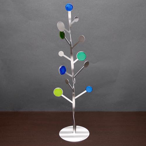 Dot Stem Tabletop Sculpture in Blues and Greens