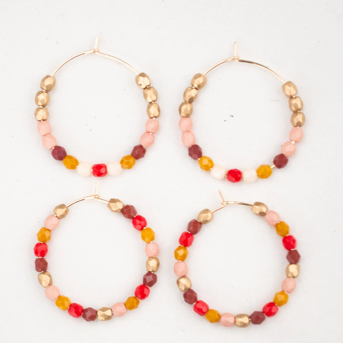 Red and Gold Hoop Earrings