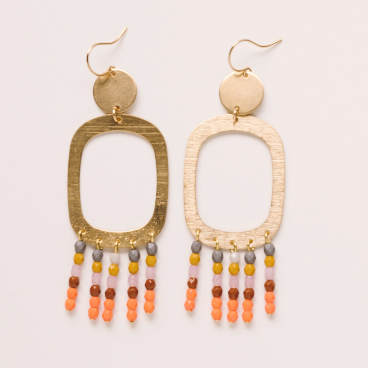 Long Statement Brass and Beaded Earrings