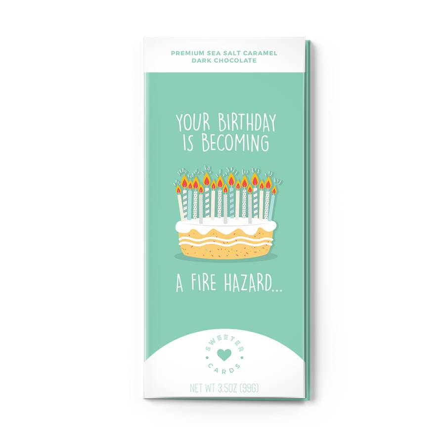 Fire Hazard Birthday Card and Chocolate Bar