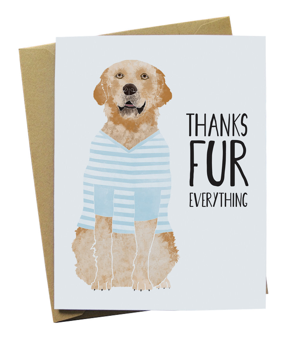 Thanks Fur Everything Illustrated Golden Retriever Card