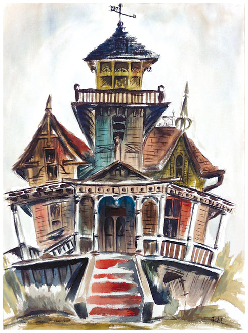 Haunted House Painted Greeting Card