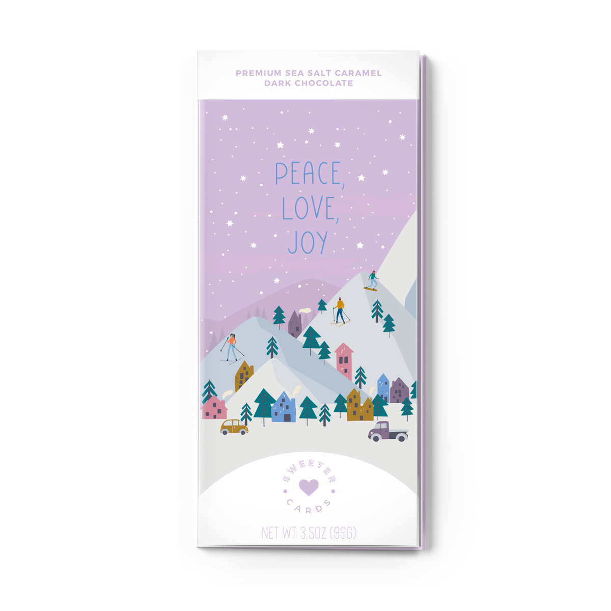 Peace, Love, Joy and Chocolate Holiday Card + Chocolate Bar