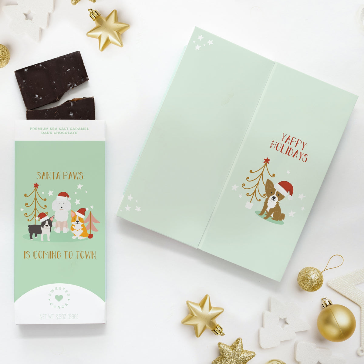 Santa Paws Holiday Card + Chocolate Bar