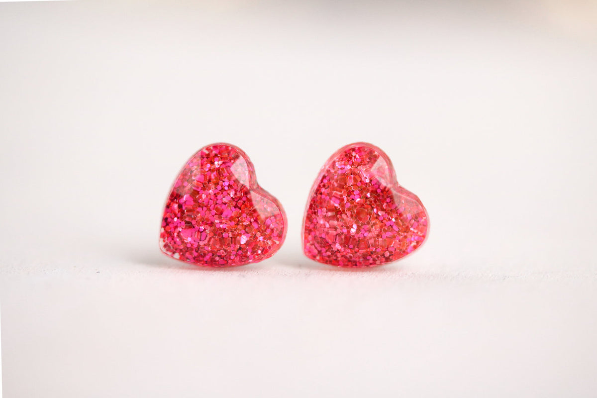 Hot Pink Heart Earrings