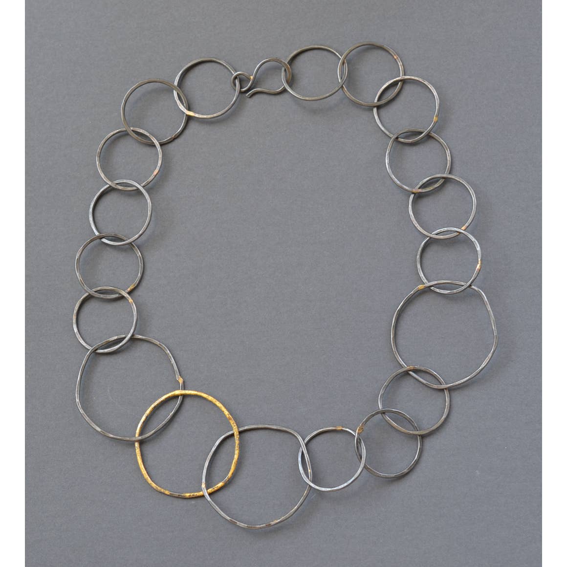 Steel and Gold Link Chain Necklace