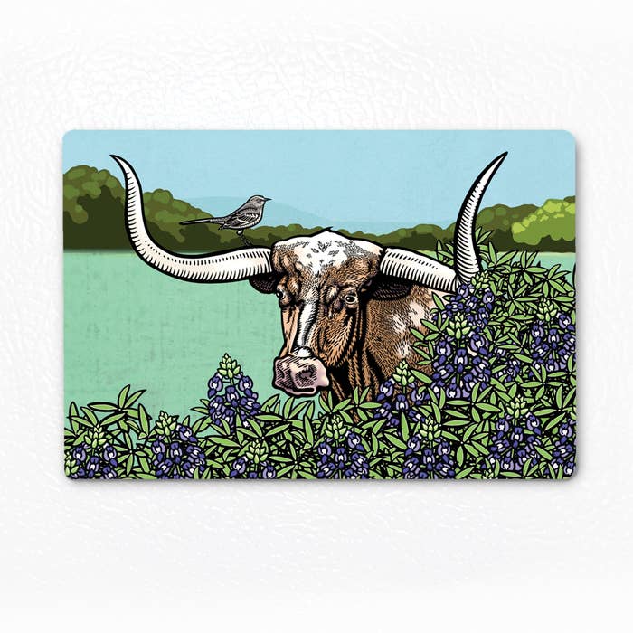 Longhorn and Bluebell Magnet