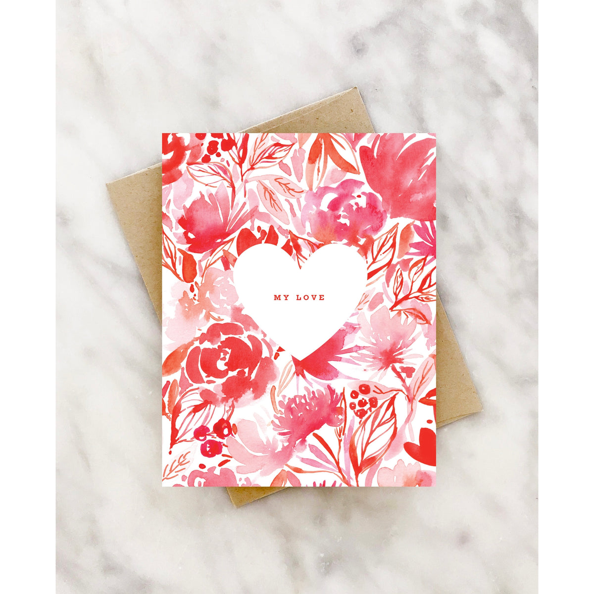 Pink Floral Love You Card