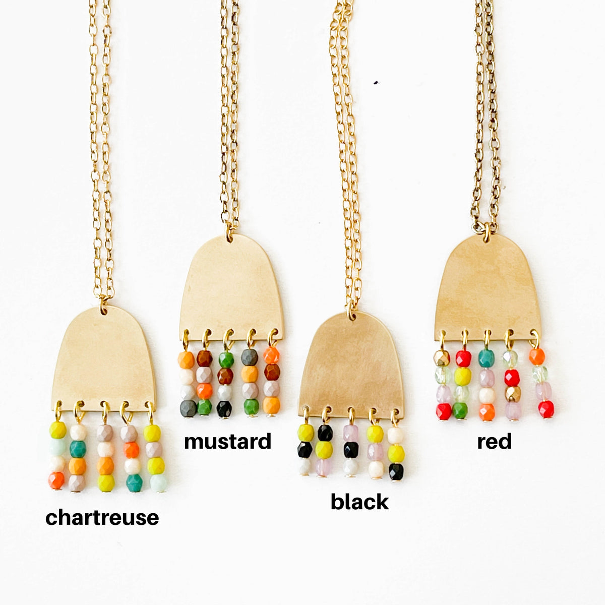 Colored Fringe Pendant Necklace
