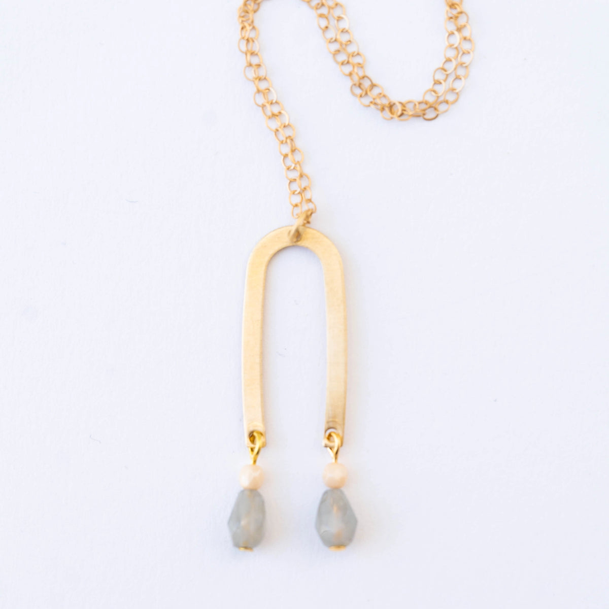 Long Arch Beaded Pendant Necklace