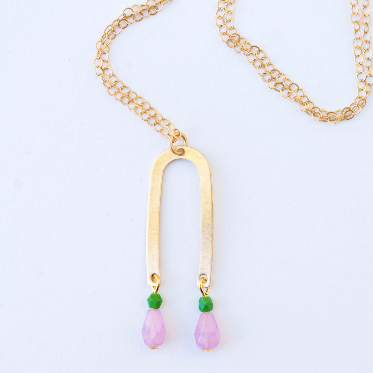 Long Arch Beaded Pendant Necklace